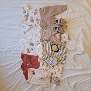 0-3 months baby boy bundle fall matching sets, 12 pieces, shoes